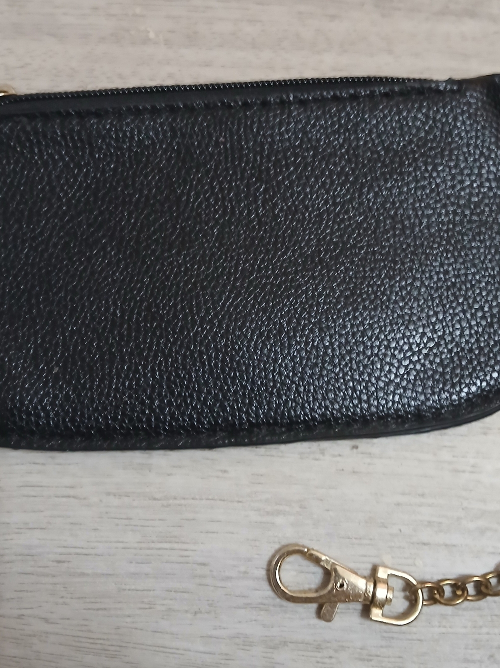 Michael Kors Black Leather Wristlet with Gold Key Chain